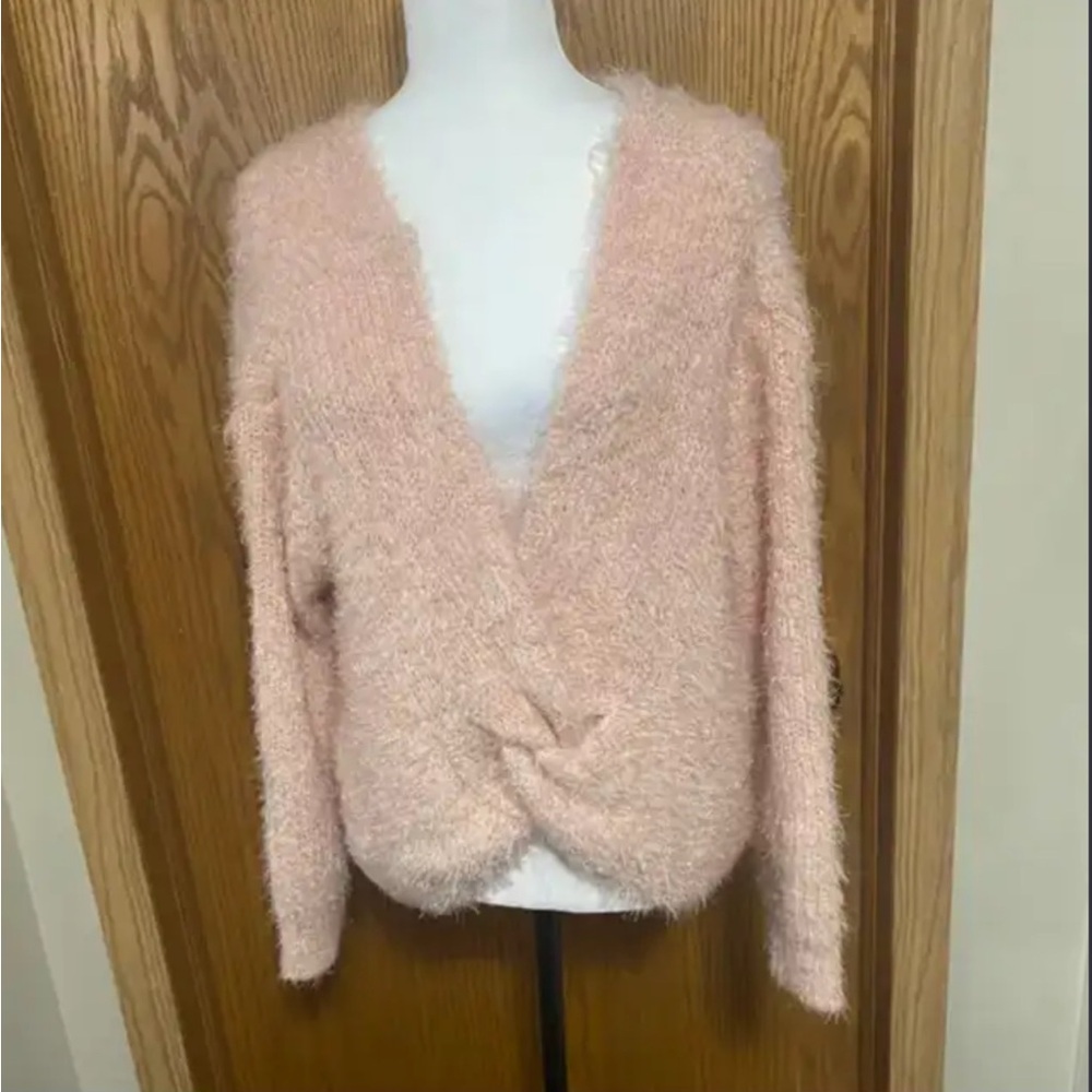 Cozy Pink Sweater the first picture is the back of the sweater